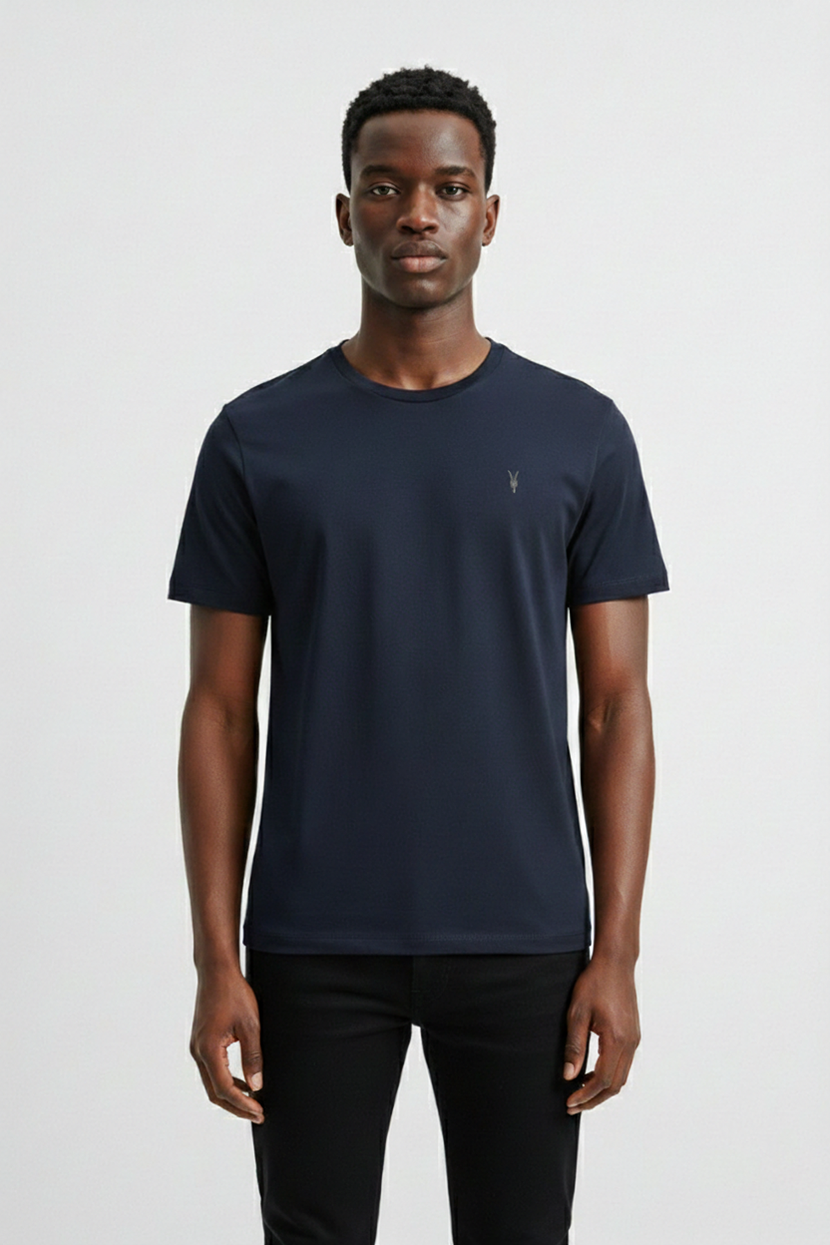 Erkek Lacivert Standart Kesim Bisiklet Yaka %100 Pamuk Kısa Kollu Erkek Tişört T-shirt