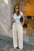 Kadın Keten Pantolon Yazlık Rahat Kesim Hafif Kumaş Günlük Kullanım