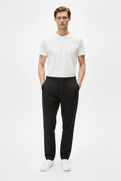 Erkek Keten Karışımlı Relaxed Fit Pantolon Rahat Kesim