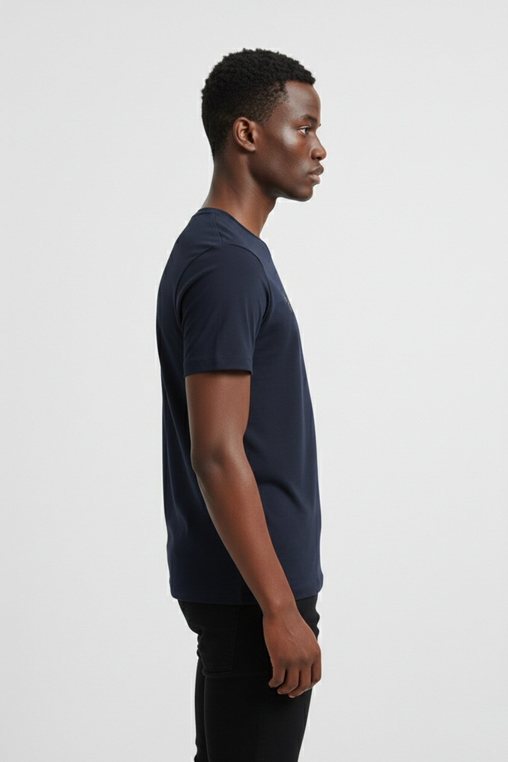 Erkek Lacivert Standart Kesim Bisiklet Yaka %100 Pamuk Kısa Kollu Erkek Tişört T-shirt