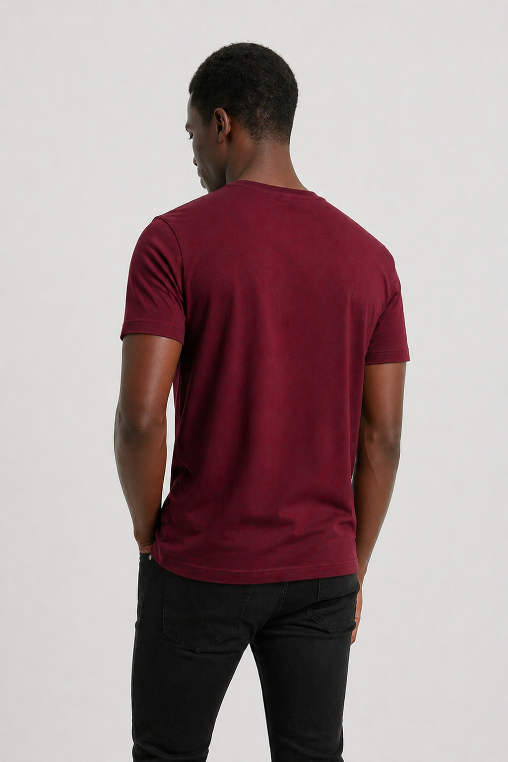 Bordo Erkek Tişört Standart-fit Bisiklet Yaka Düz Erkek Tişört T-shirt