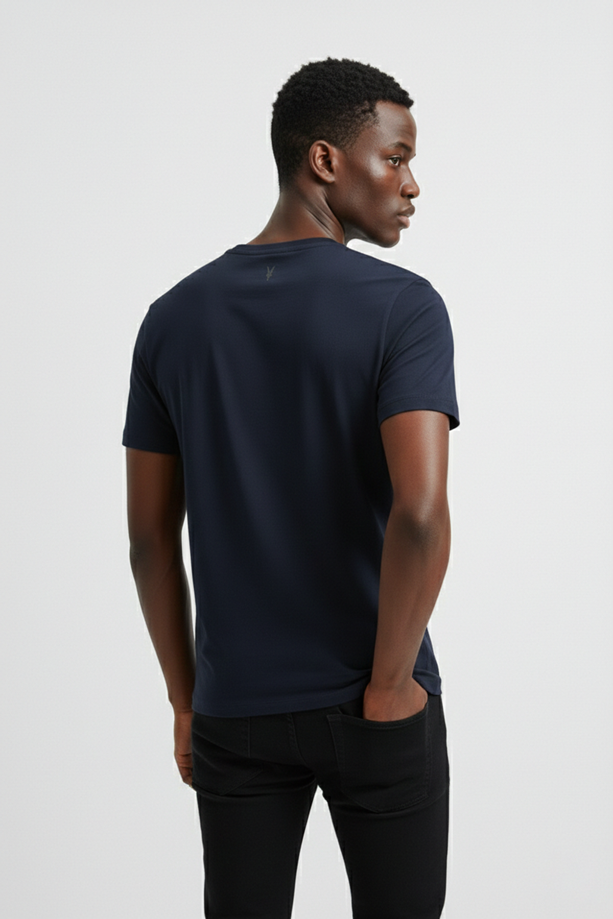 Erkek Lacivert Standart Kesim Bisiklet Yaka %100 Pamuk Kısa Kollu Erkek Tişört T-shirt